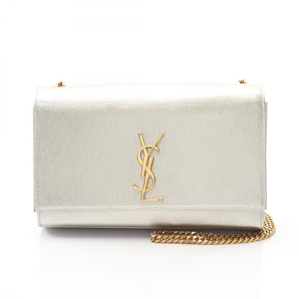 Saint Laurent Paris Kate Shoulder Bag Leather Silver